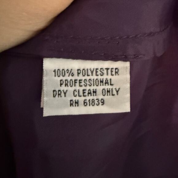 Rickie Freeman Teri Jon Tulle Tea-Length Dress Floral Appliques Purple Size 8 - Picture 4 of 5